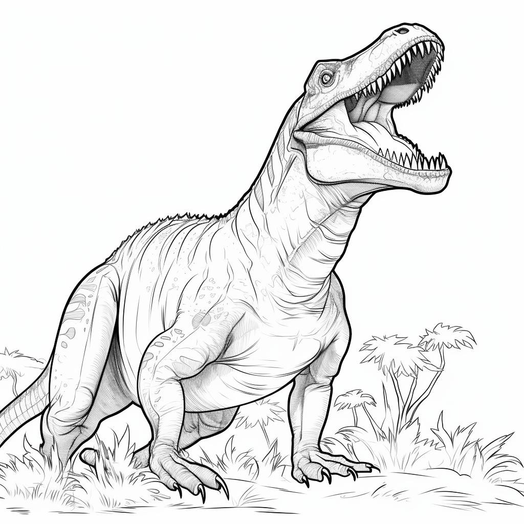 Allosaurus brüllt laut Ausmalbild und Malvorlage