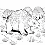 Ankylosaurus folgt der Herde Ausmalbild und Malvorlage