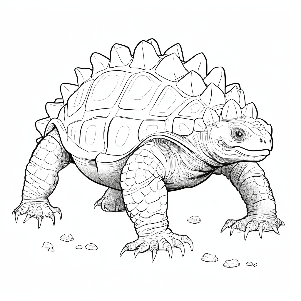 Ankylosaurus mit stacheligem Panzer Ausmalbild und Malvorlage