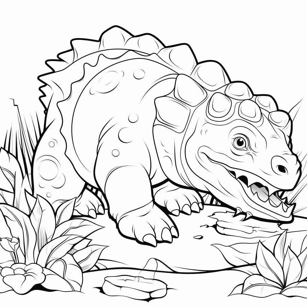 Ankylosaurus sucht nach Futter Ausmalbild und Malvorlage