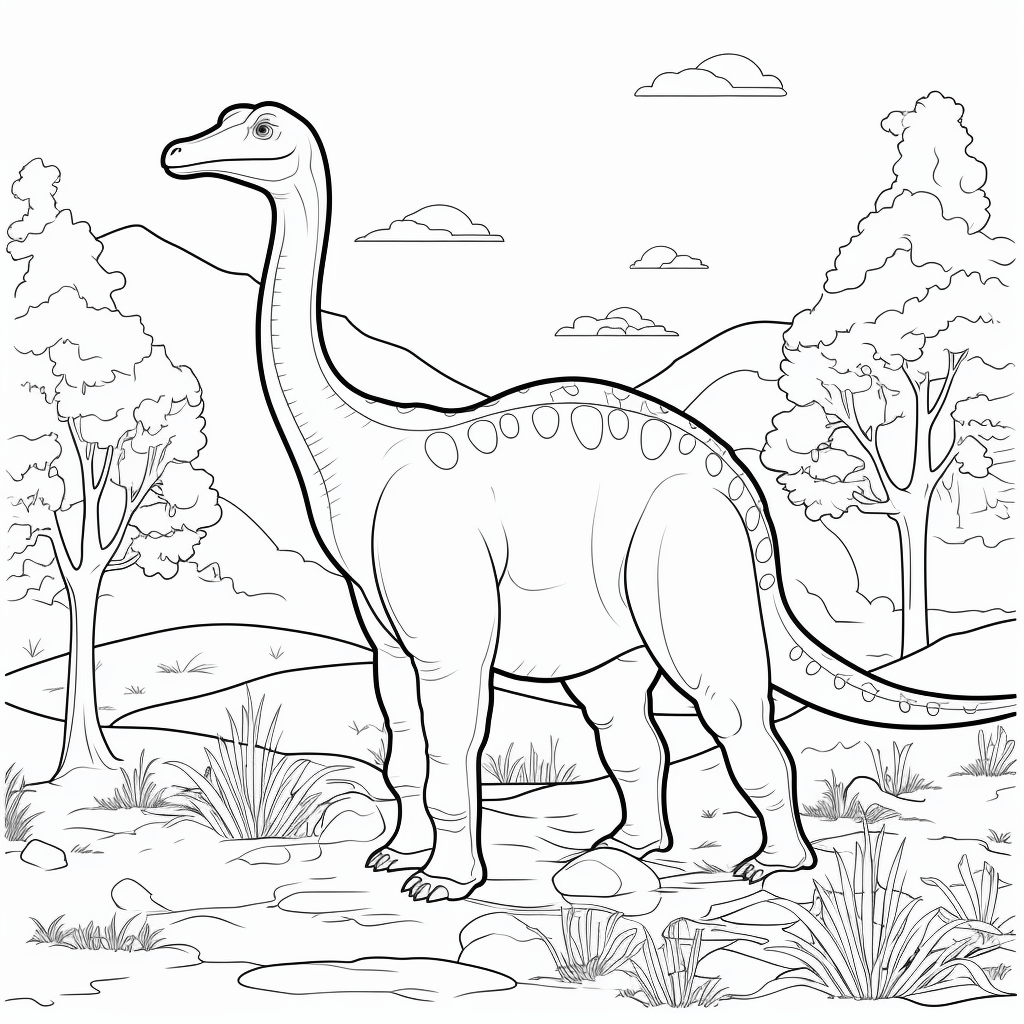 Apatosaurus mit langem Hals Ausmalbild und Malvorlage