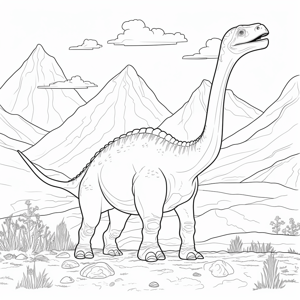 Apatosaurus spürt die Hitze eines Vulkans Ausmalbild und Malvorlage