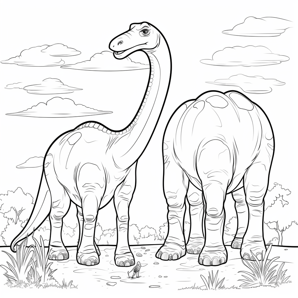 Apatosaurus und ein anderer Langhals Ausmalbild und Malvorlage
