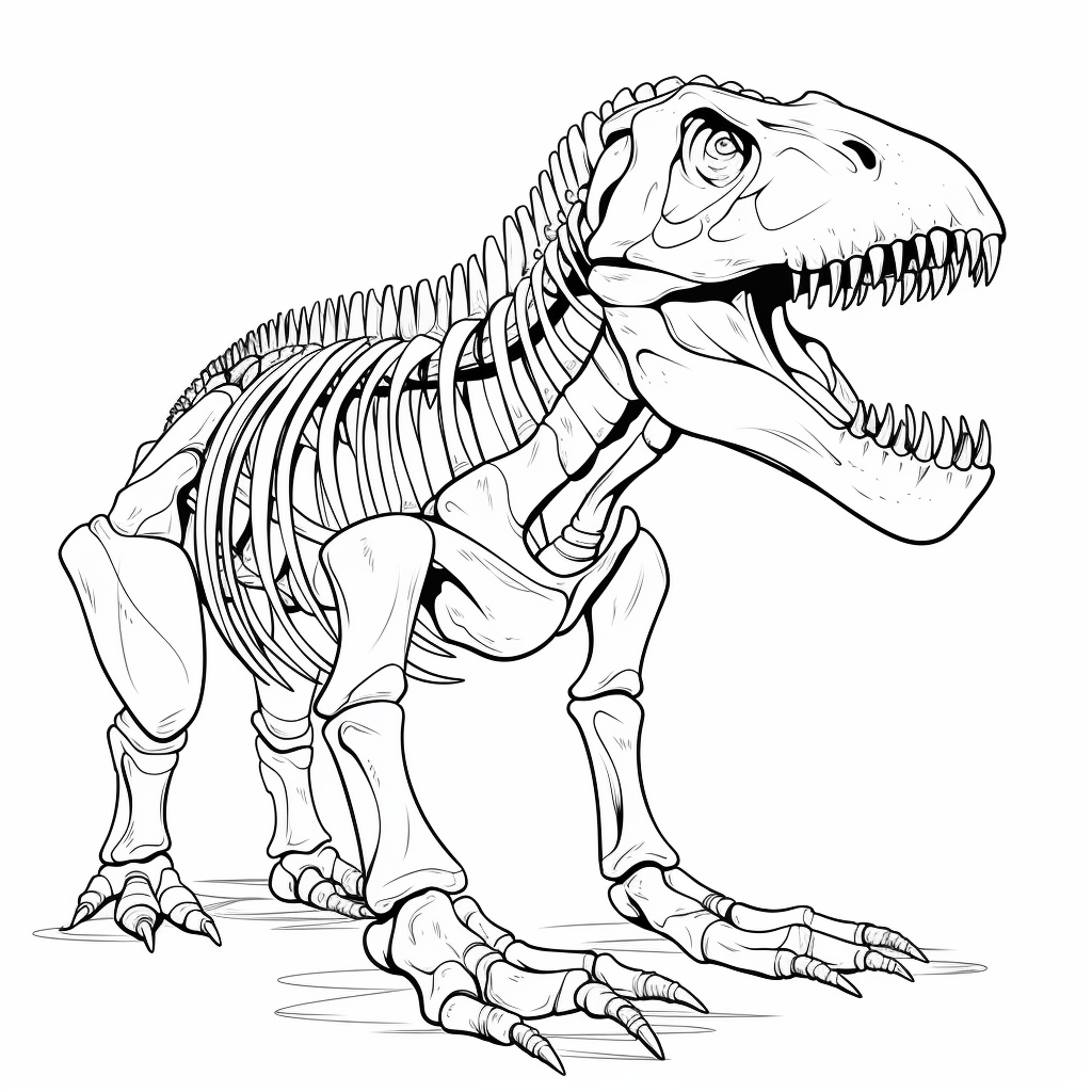 Ausgestopfter Tyrannosaurus Rex im Museum Ausmalbild und Malvorlage