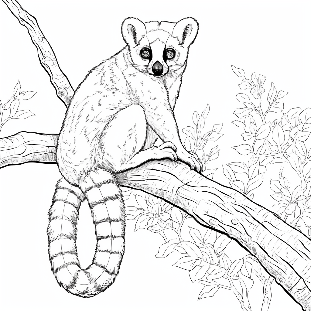 Baum mit Lemur Ausmalbild und Malvorlage