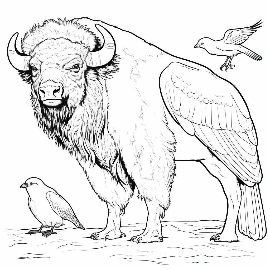 Bison und Adler plaudern Ausmalbild und Malvorlage