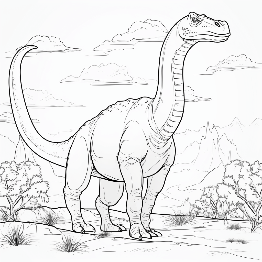 Brachiosaurus bekommt Punkte von einer Blume gespritzt Ausmalbild und Malvorlage