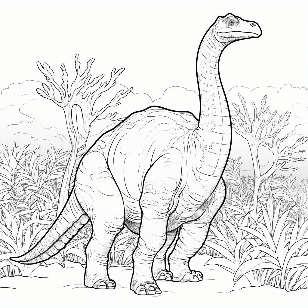 Brachiosaurus frisst Blätter Ausmalbild und Malvorlage