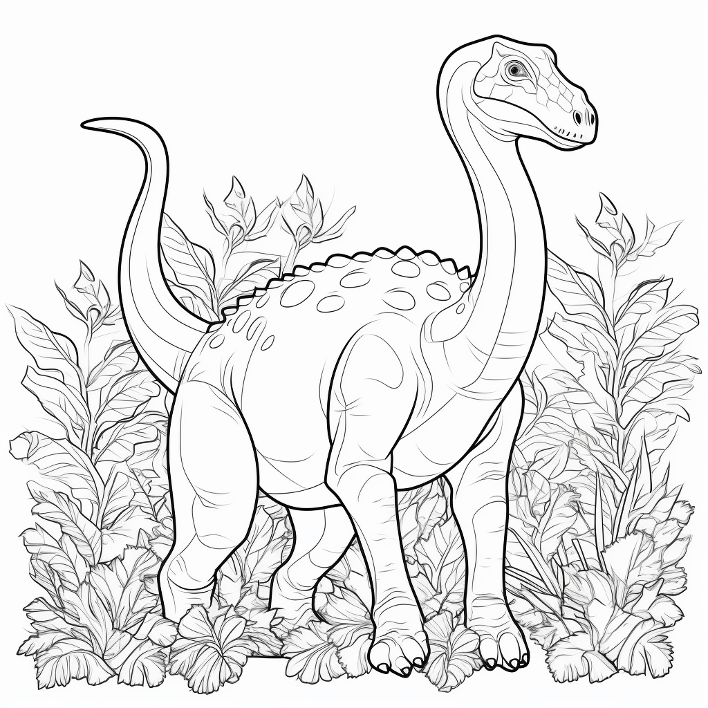 Brachiosaurus hält Blätter im Maul Ausmalbild und Malvorlage