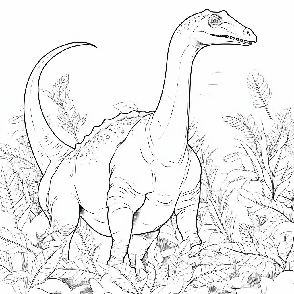 Brachiosaurus mit Blättern Ausmalbild und Malvorlage