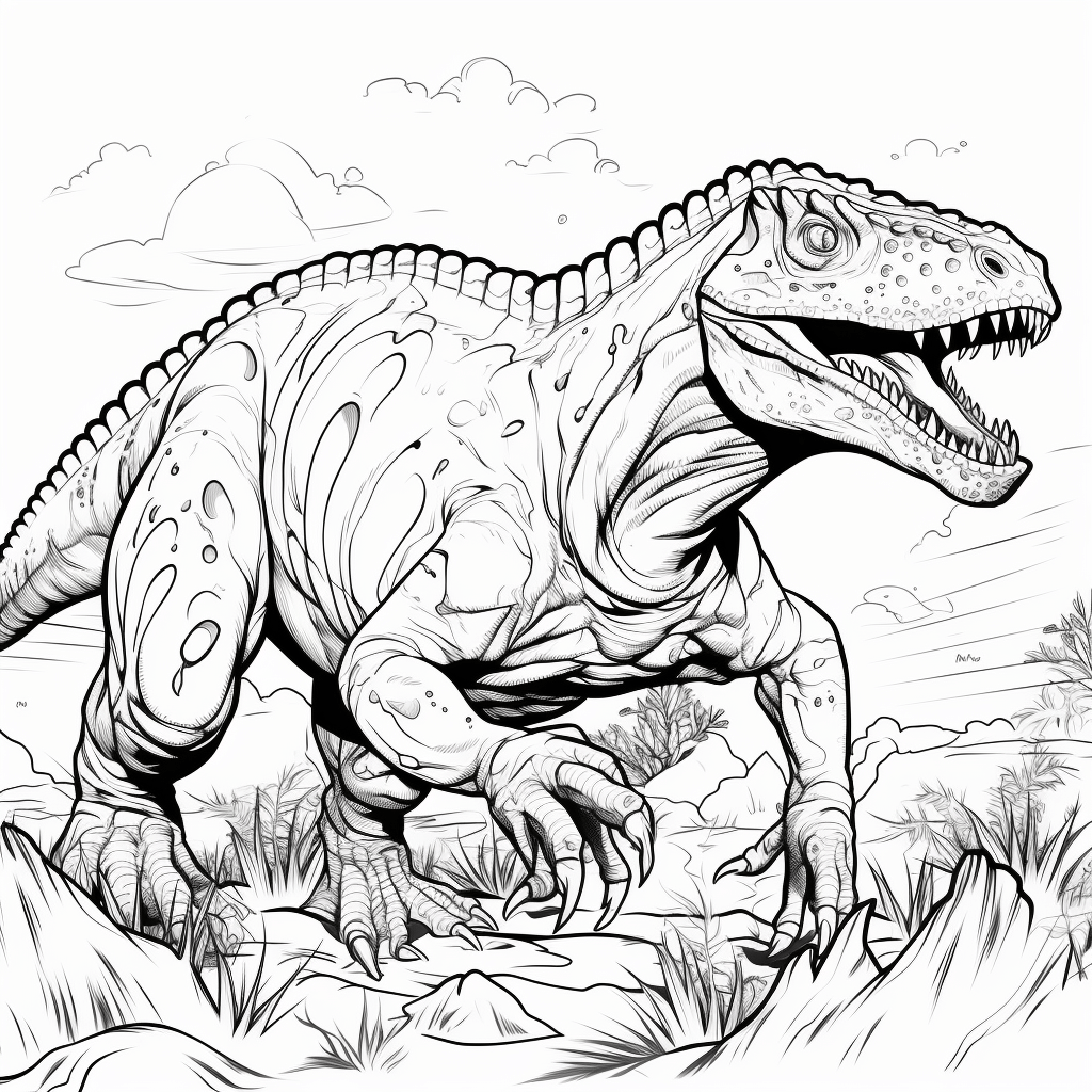 Carnotaurus schnappt nach Beute Ausmalbild und Malvorlage