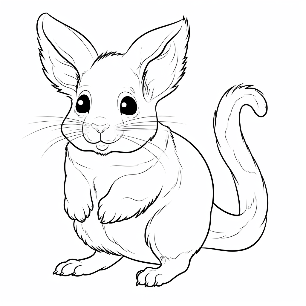 Chinchilla beobachtet Schmetterling Ausmalbild und Malvorlage