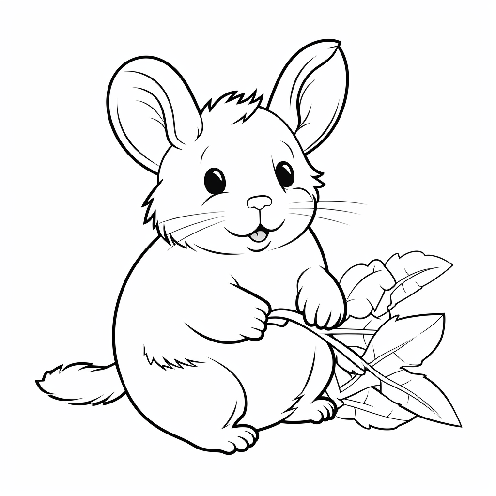 Chinchilla freut sich über Karotte Ausmalbild und Malvorlage