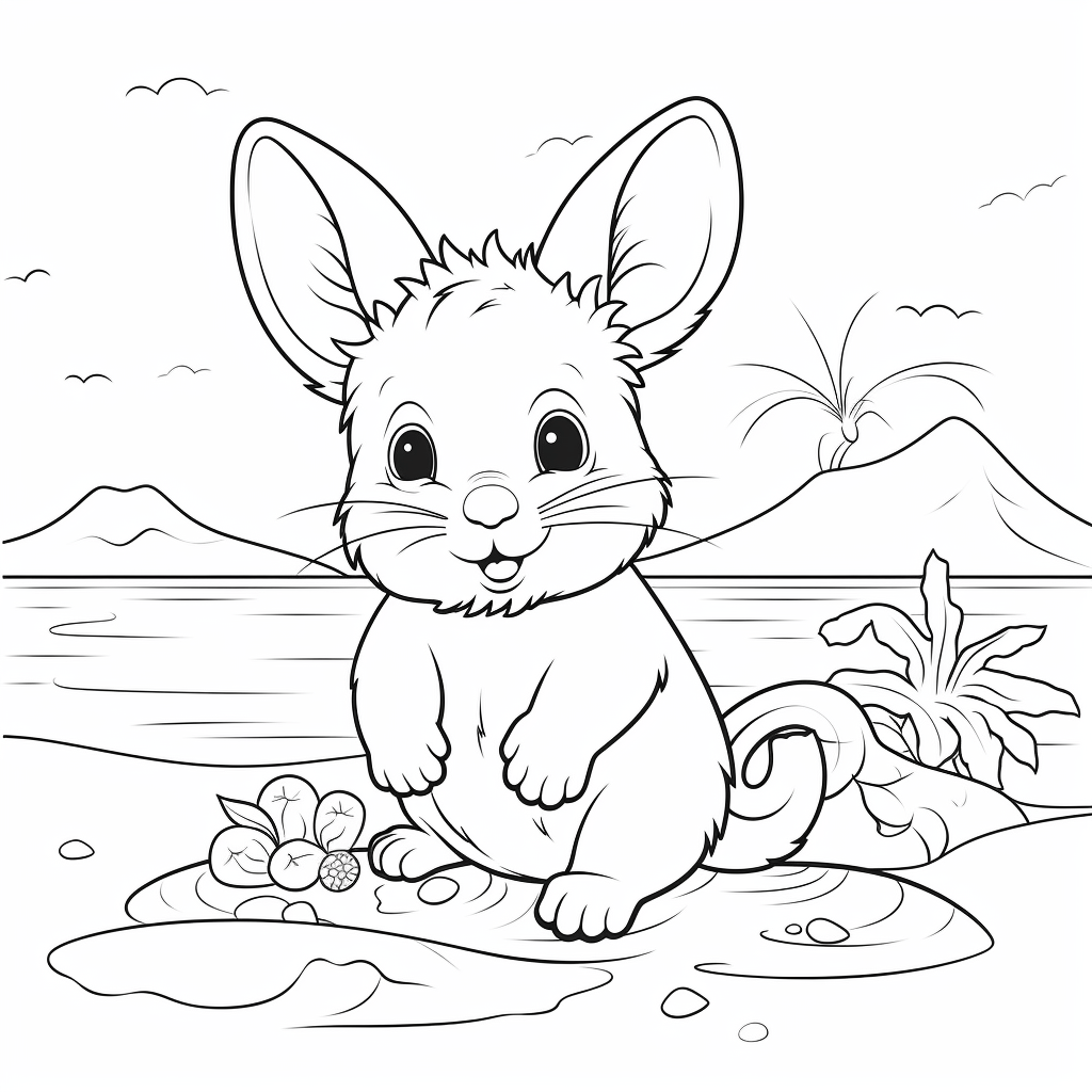 Chinchilla genießt Sandbad Ausmalbild und Malvorlage