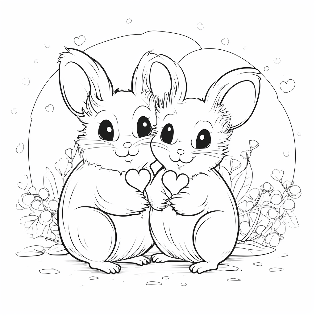 Chinchilla küsst Schwarm Ausmalbild und Malvorlage