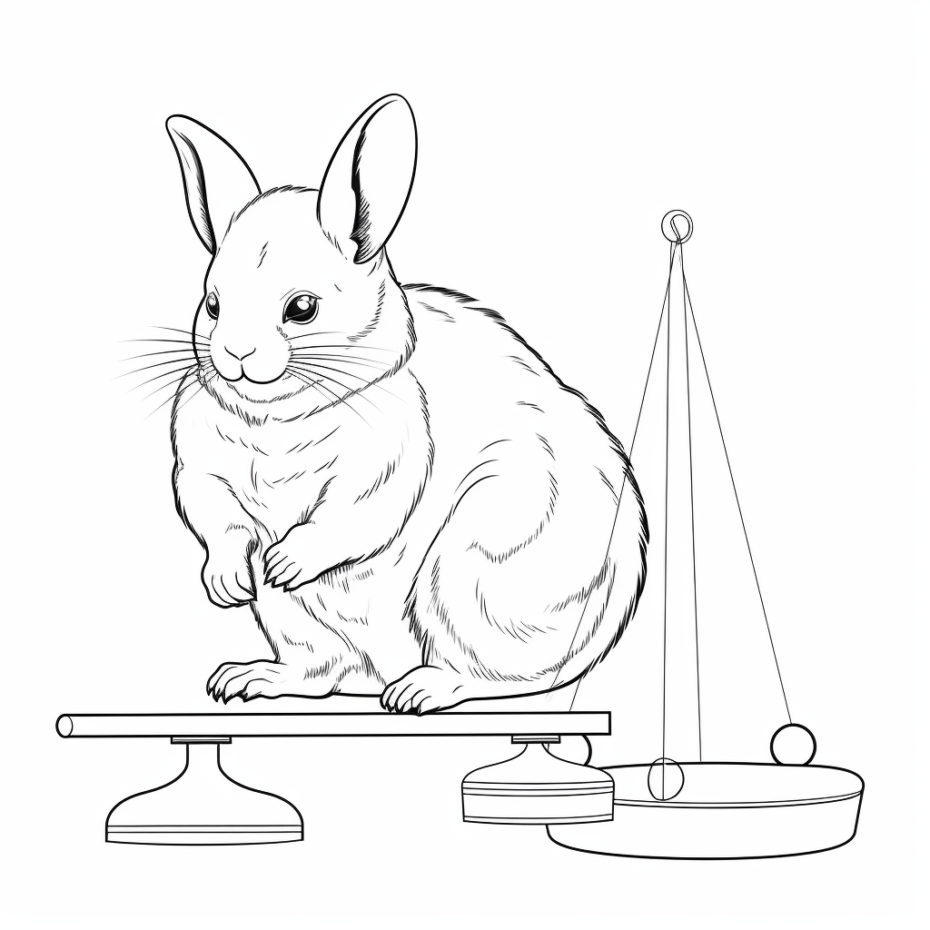 Chinchilla prüft seine Figur Ausmalbild und Malvorlage