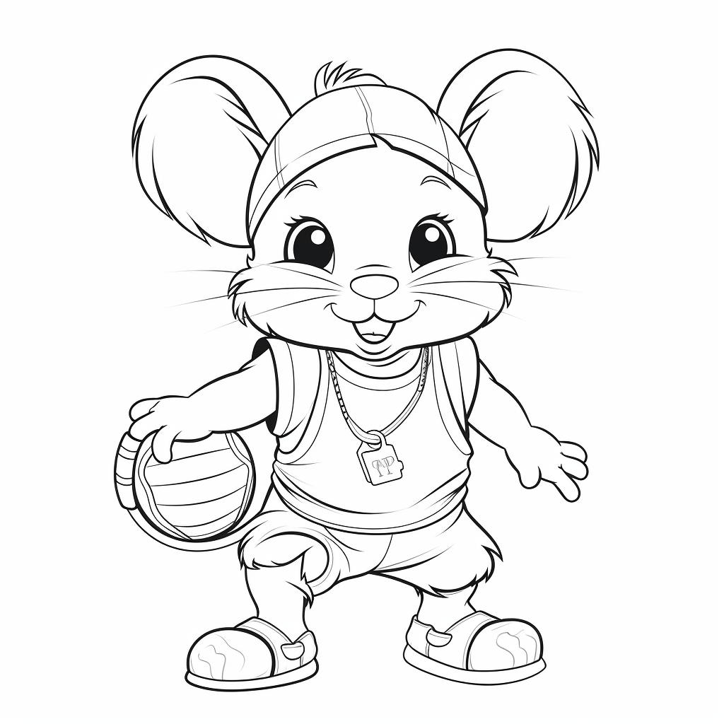 Chinchilla rennt auf Laufrad Ausmalbild und Malvorlage