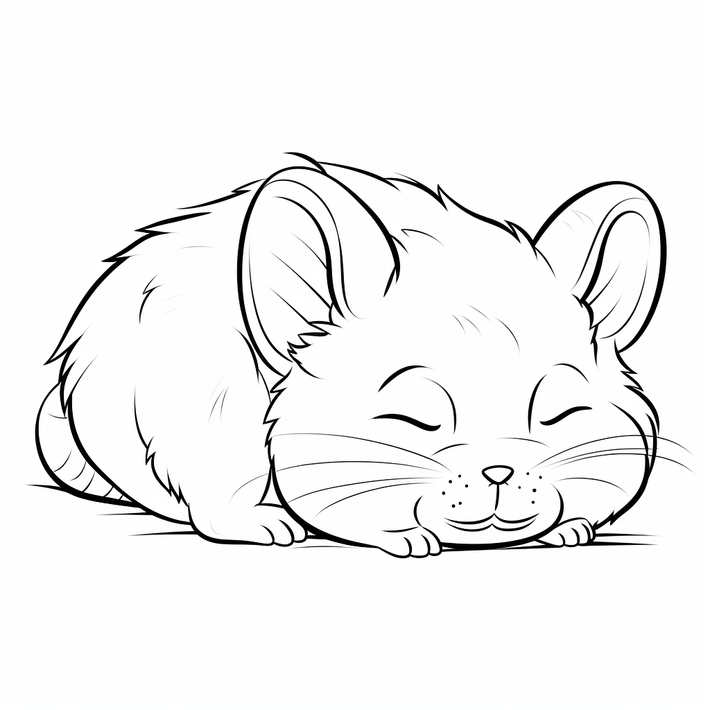 Chinchilla schläft in Kuschelhöhle Ausmalbild und Malvorlage