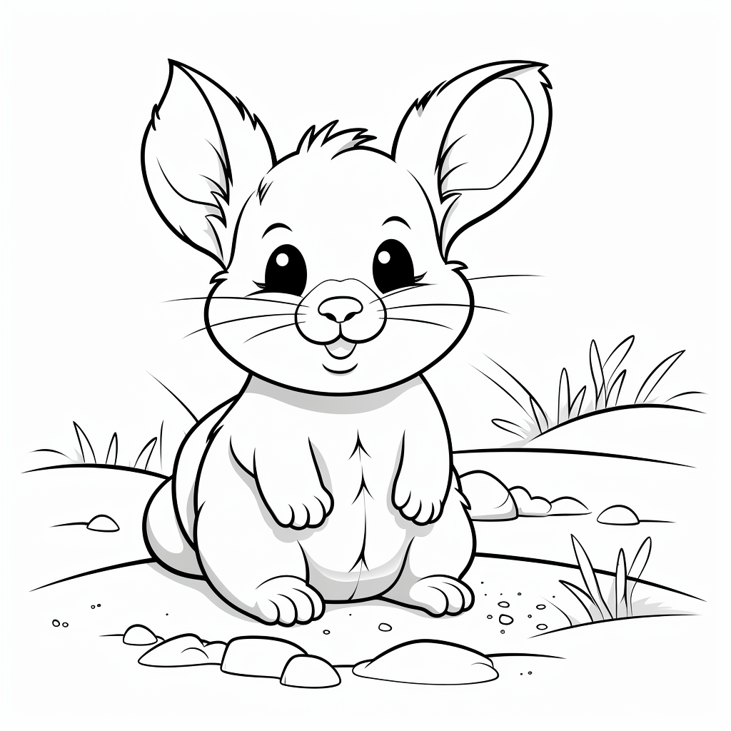 Chinchilla wälzt sich im Sand Ausmalbild und Malvorlage