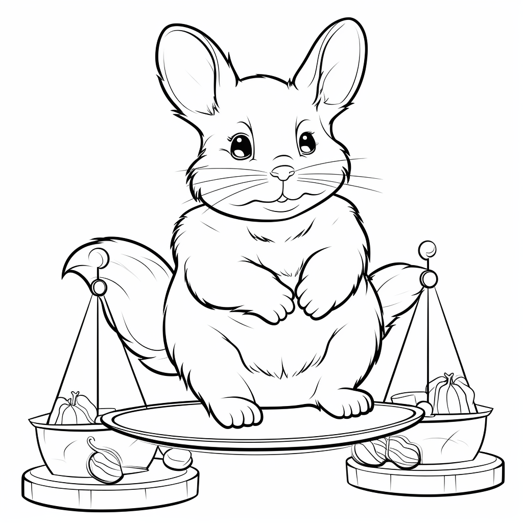Chinchilla wiegt sich selbst Ausmalbild und Malvorlage