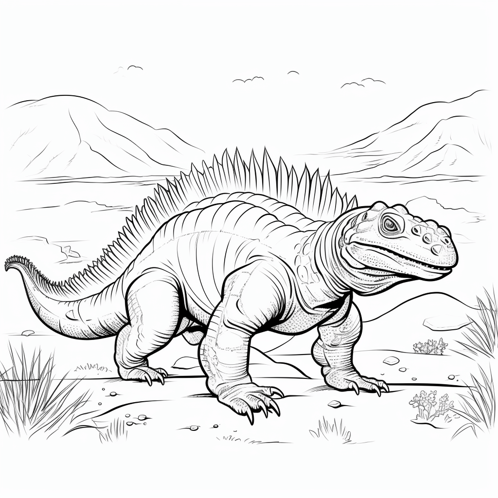 Dimetrodon jagt Eidechse Ausmalbild und Malvorlage