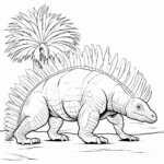 Dimetrodon mit Palmen Ausmalbild und Malvorlage