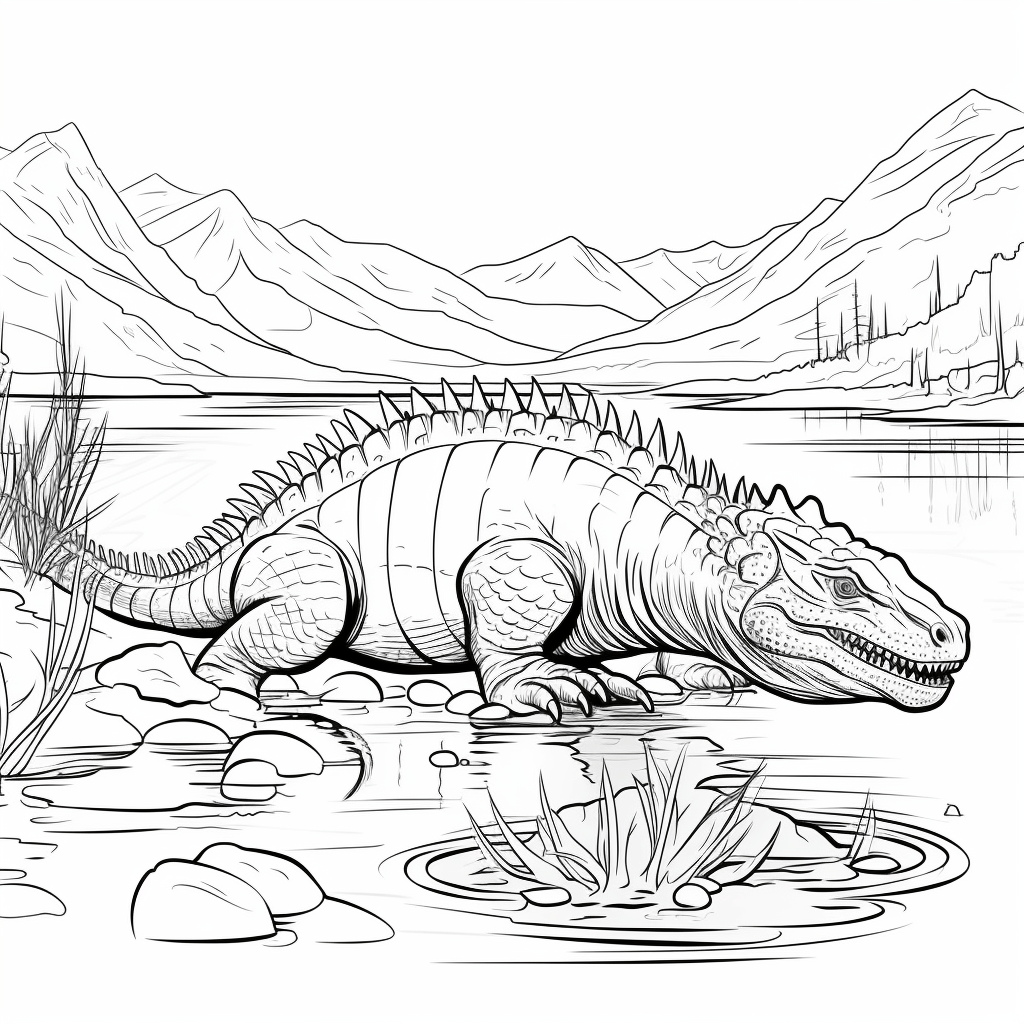 Dimetrodon schlürft aus See Ausmalbild und Malvorlage