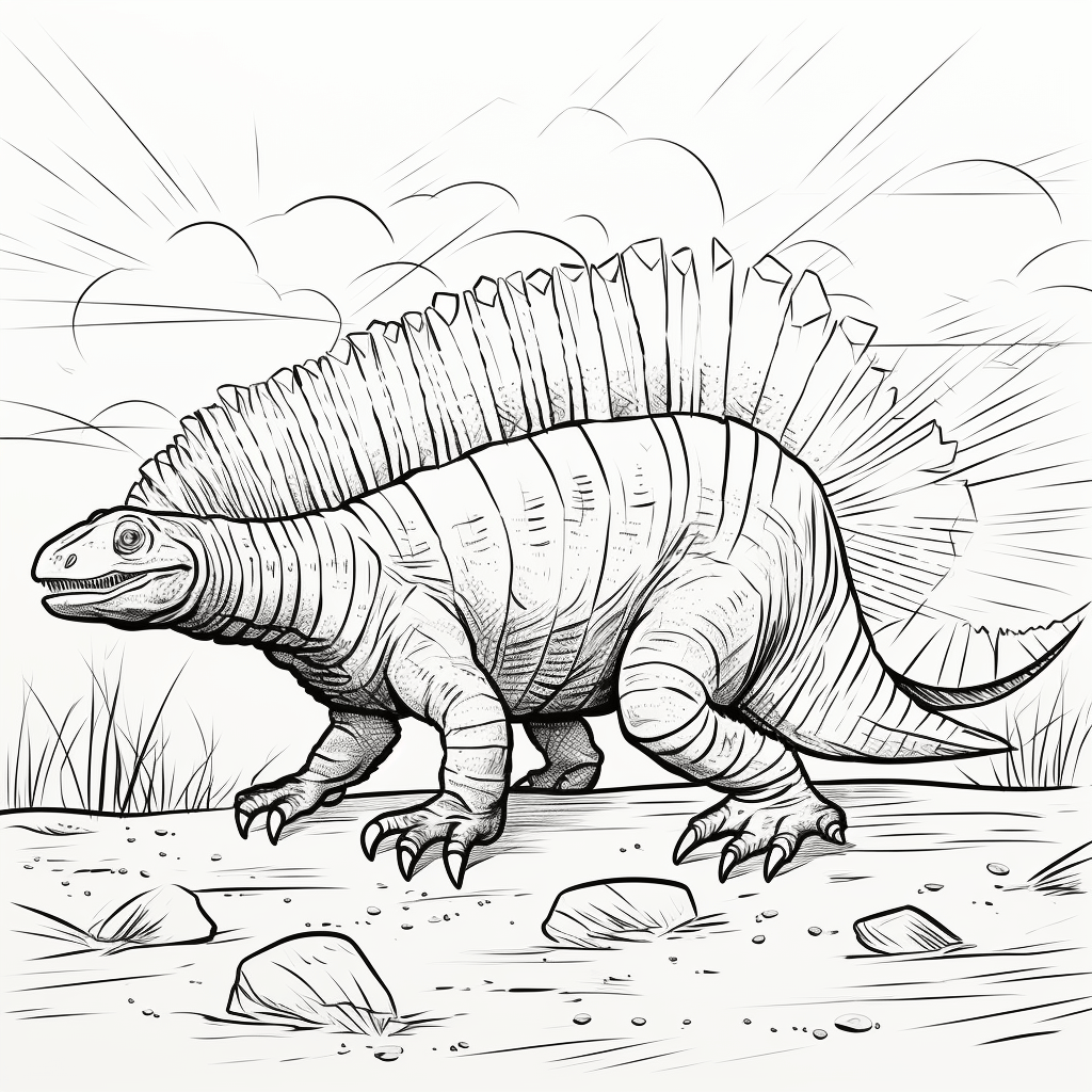 Dimetrodon schnappt nach Eidechse Ausmalbild und Malvorlage