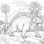 Dimetrodon unter Palmen Ausmalbild und Malvorlage