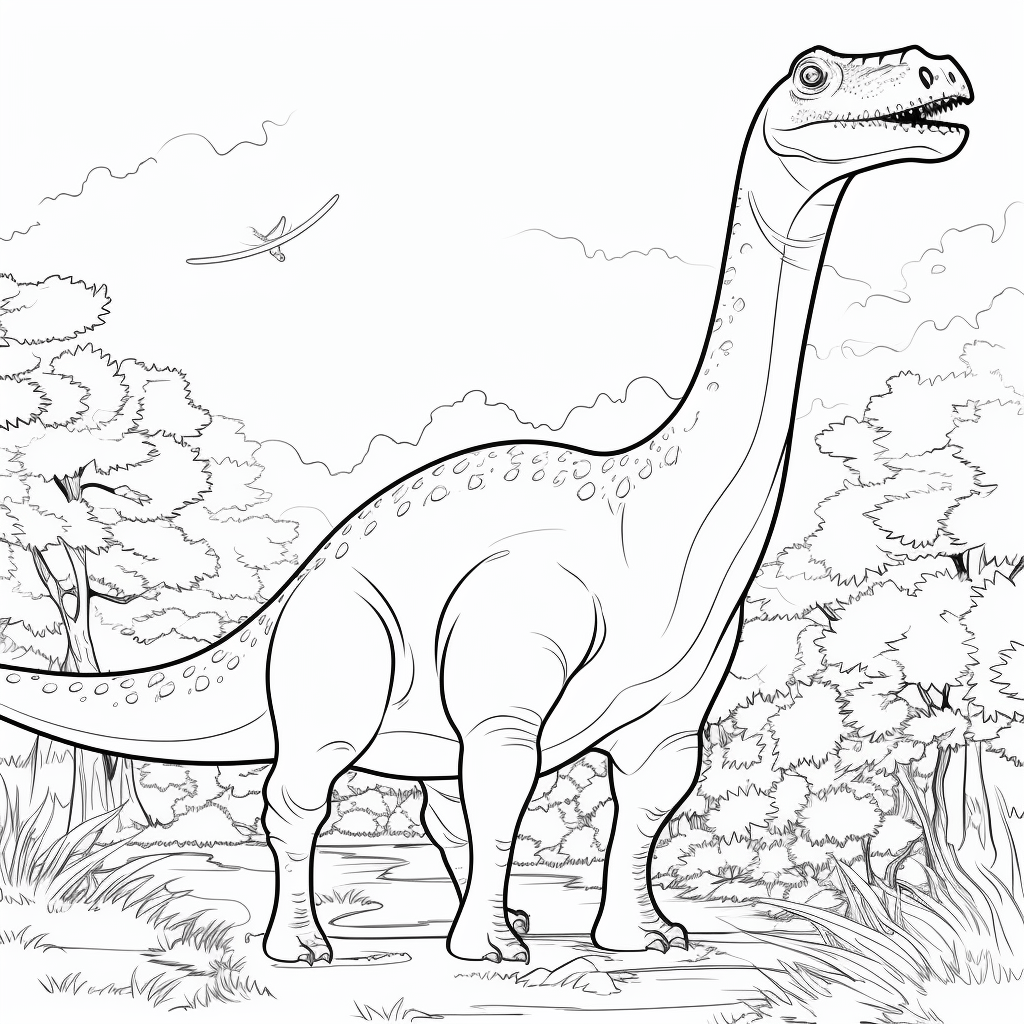 Diplodocus brüllt laut in die Luft Ausmalbild und Malvorlage