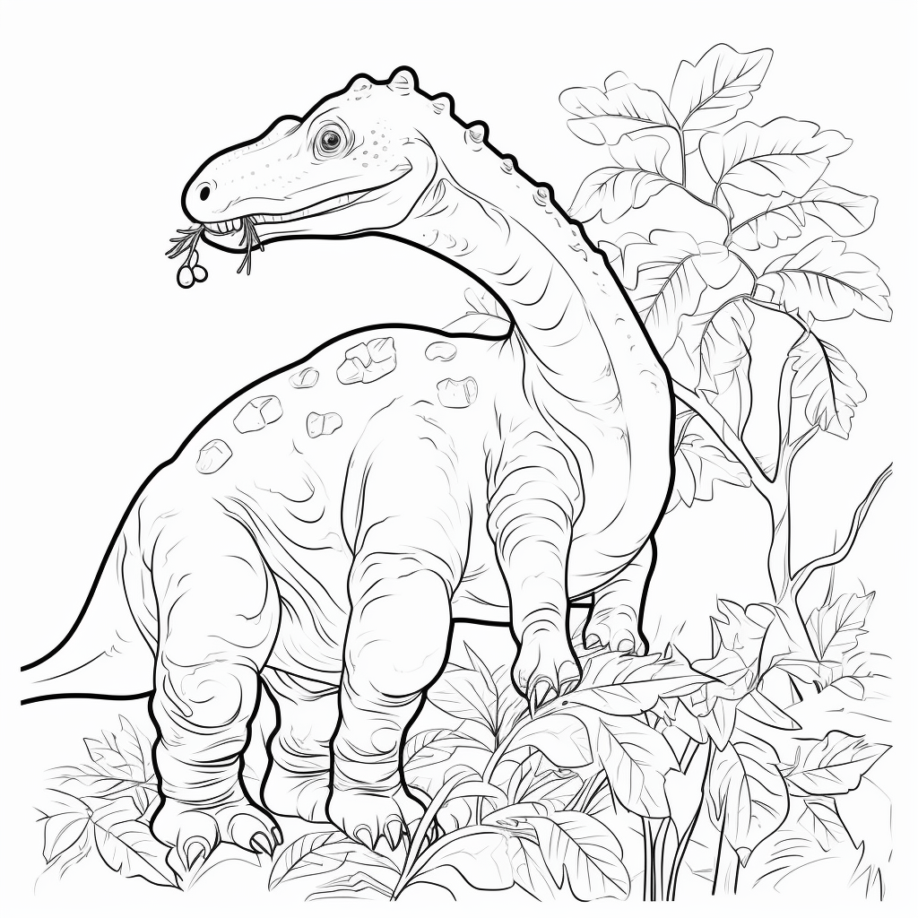 Diplodocus frisst Blätter von einem Baum Ausmalbild und Malvorlage