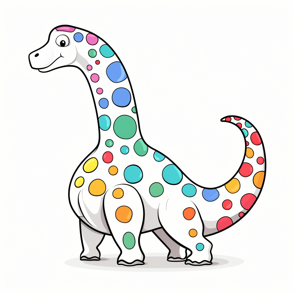 Diplodocus hat bunte Flecken auf dem Rücken Ausmalbild und Malvorlage