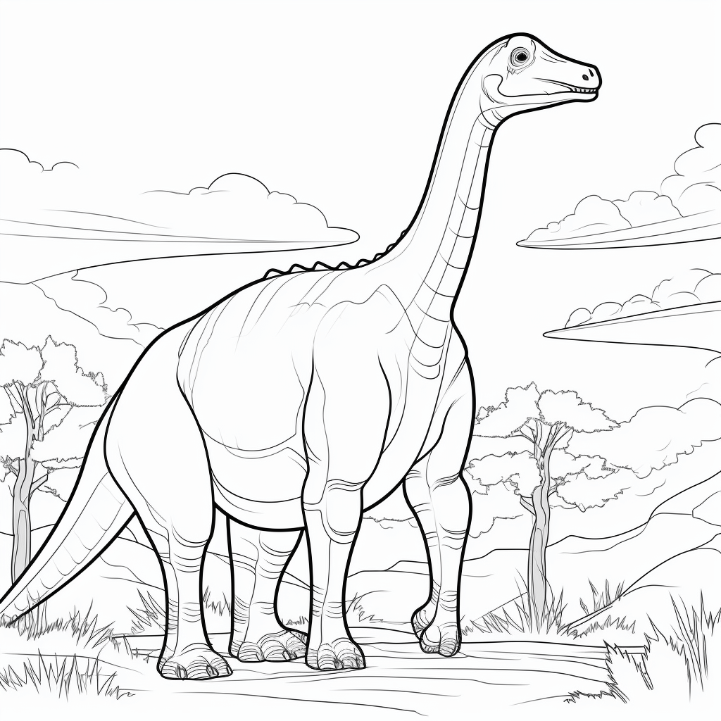 Diplodocus hat einen riesigen Hals Ausmalbild und Malvorlage