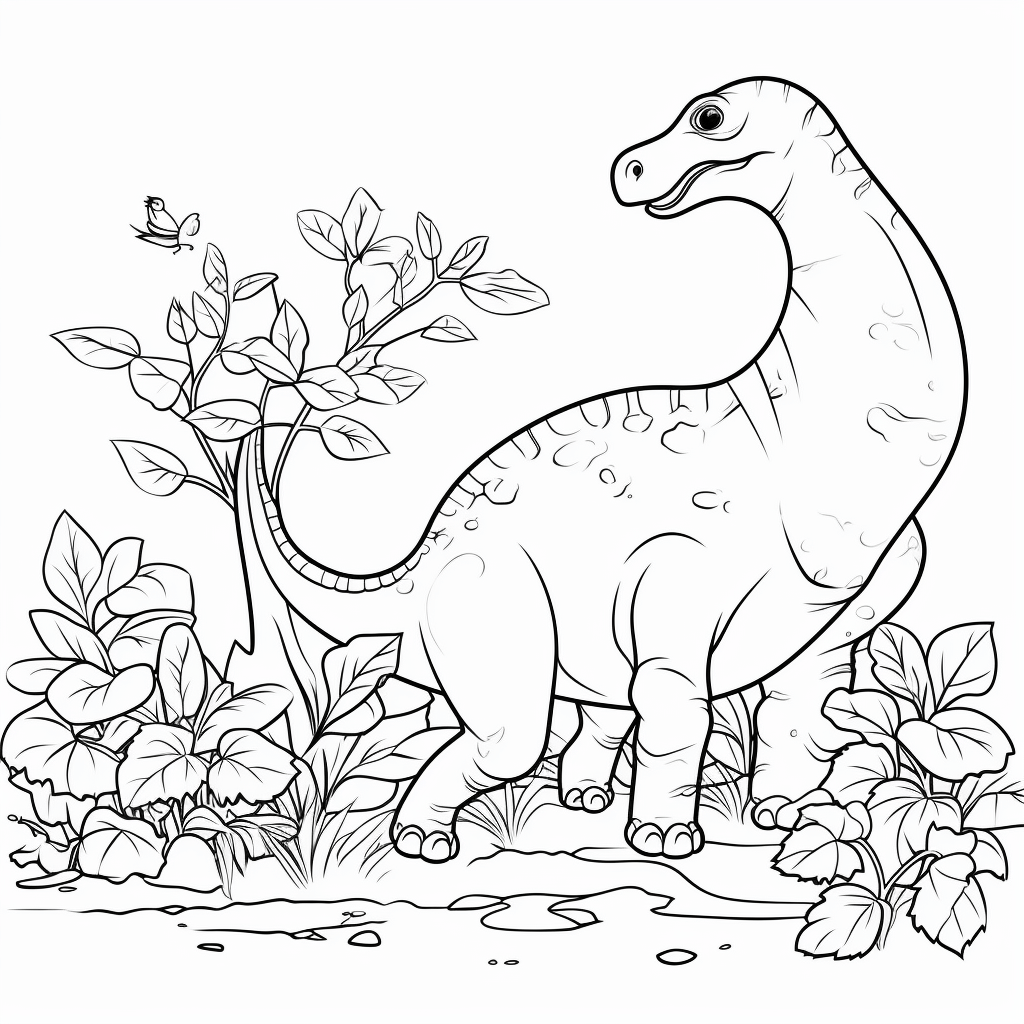 Diplodocus knabbert an einem Baum Ausmalbild und Malvorlage