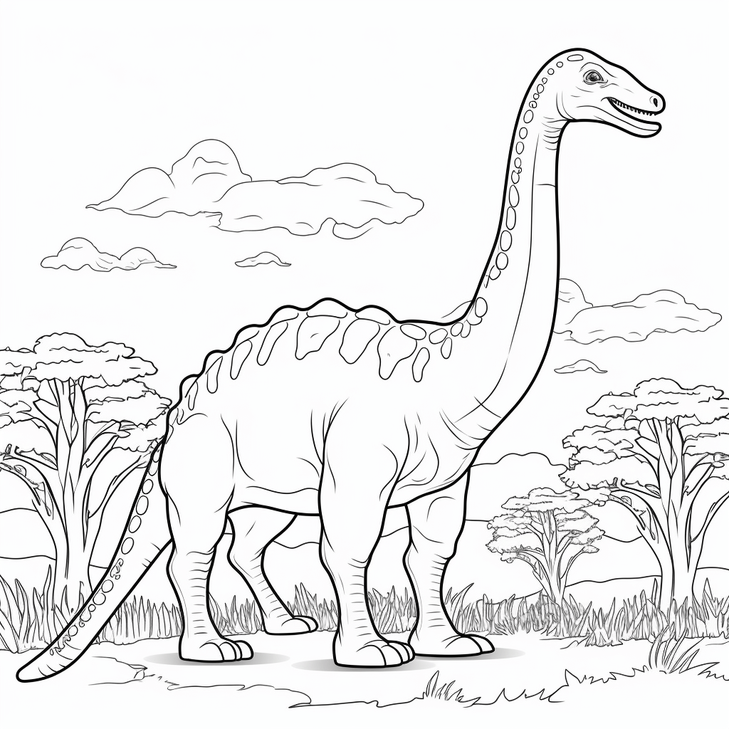 Diplodocus mit langem Hals Ausmalbild und Malvorlage