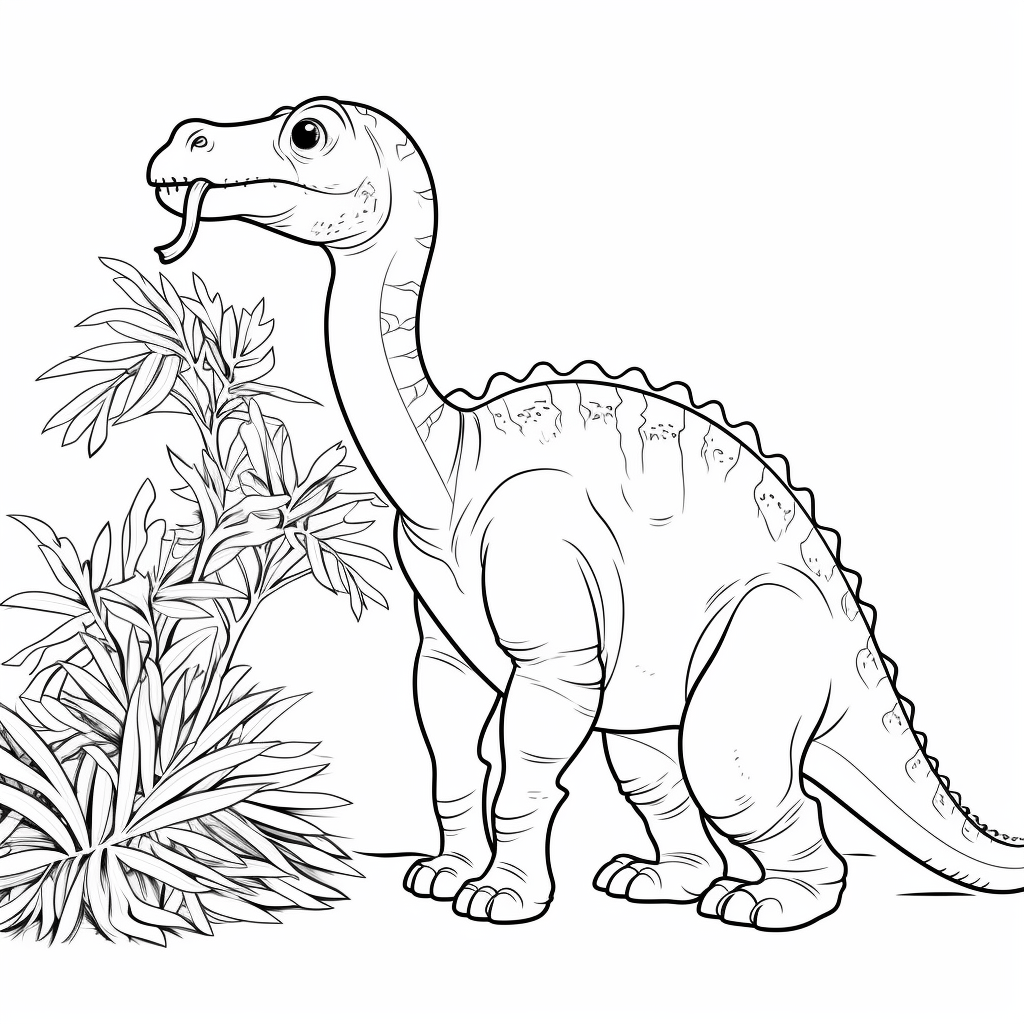 Diplodocus schmaust Blätter von einem Baum Ausmalbild und Malvorlage