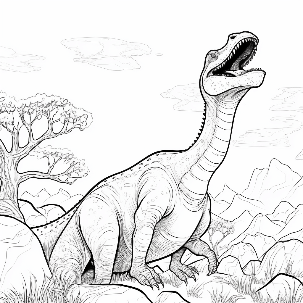 Diplodocus schreit laut in die Luft Ausmalbild und Malvorlage
