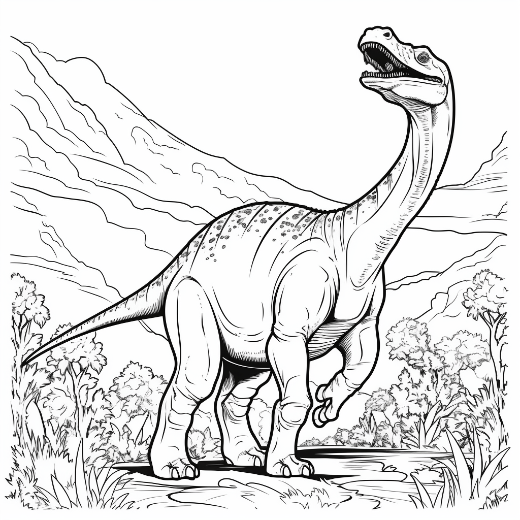 Diplodocus stößt einen lauten Schrei aus Ausmalbild und Malvorlage