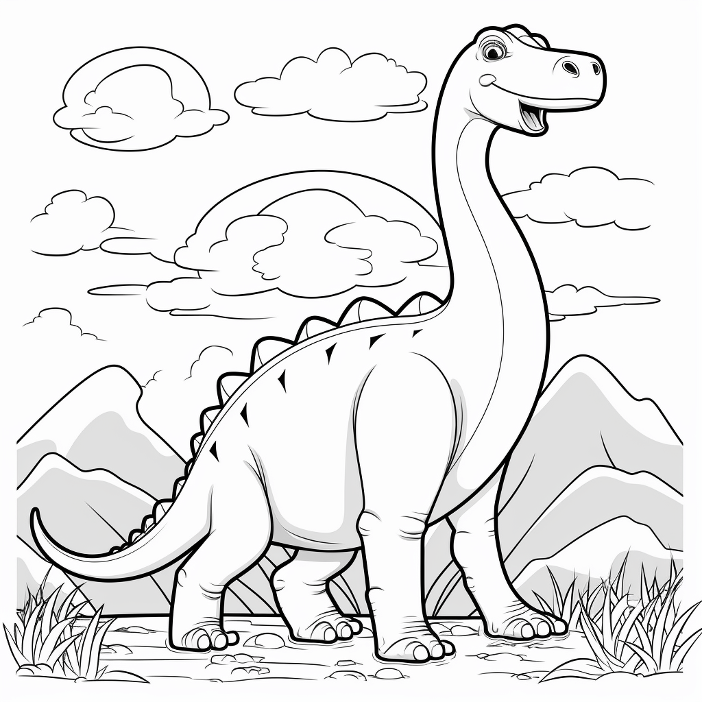 Diplodocus streckt seinen Hals aus Ausmalbild und Malvorlage