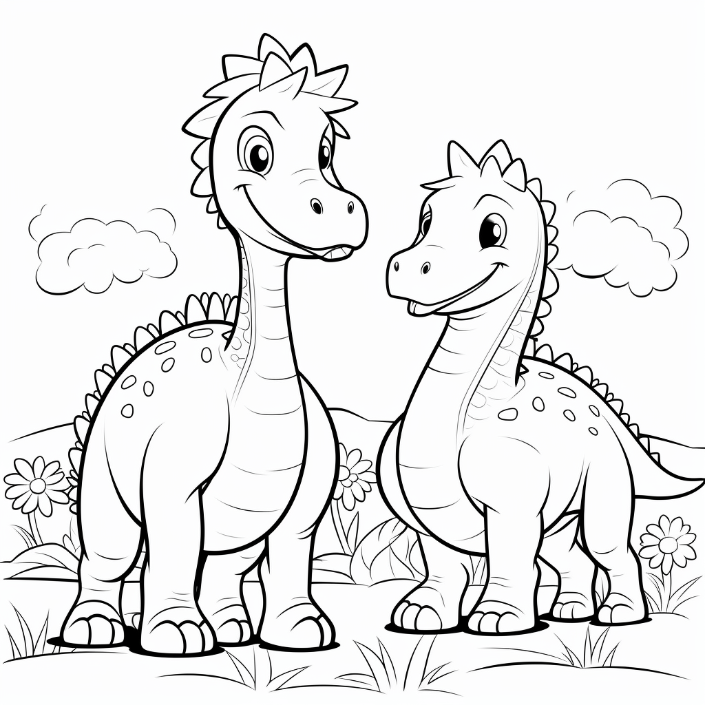 Diplodocus und Stegosaurus sind Freunde Ausmalbild und Malvorlage
