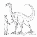 Dromaeosaurus begegnet einem Kind Ausmalbild und Malvorlage
