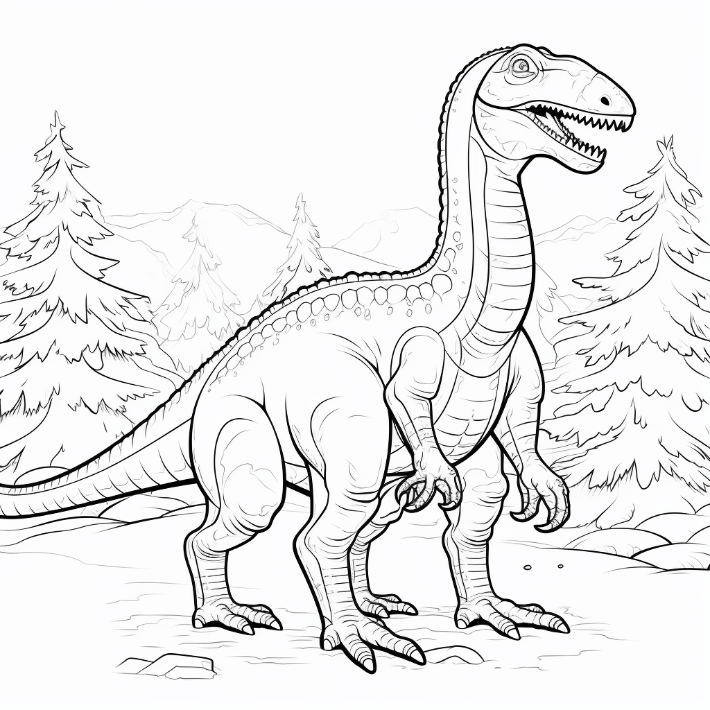 Dromaeosaurus im Schnee Ausmalbild und Malvorlage