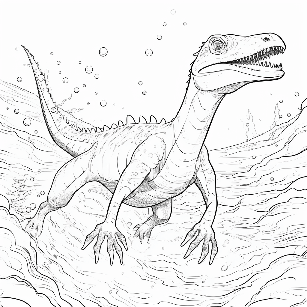 Dromaeosaurus im See Ausmalbild und Malvorlage