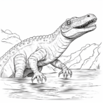 Dromaeosaurus im Sumpf Ausmalbild und Malvorlage
