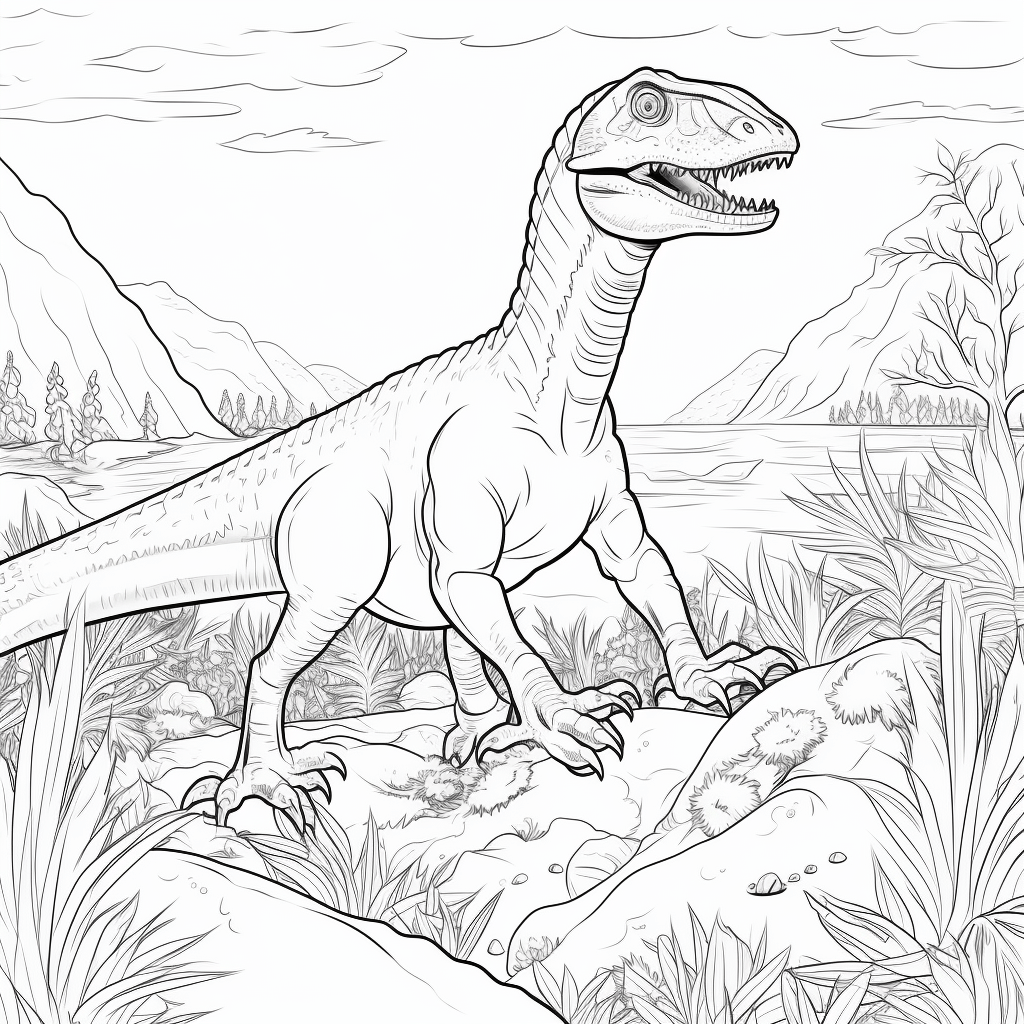 Dromaeosaurus in der Savanne Ausmalbild und Malvorlage