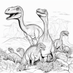 Dromaeosaurus in einer Herde Ausmalbild und Malvorlage
