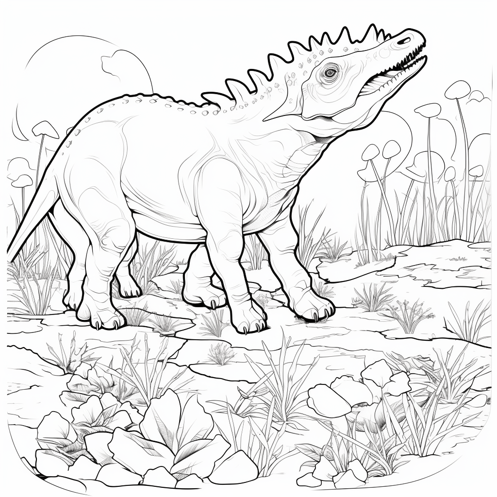 Dromaeosaurus jagt Triceratops Ausmalbild und Malvorlage
