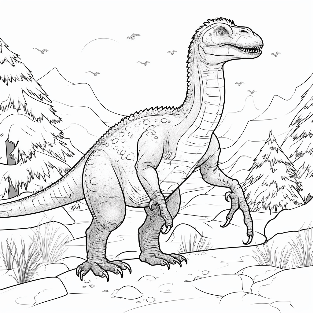 Dromaeosaurus mit Schneeflocken Ausmalbild und Malvorlage