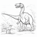 Dromaeosaurus mit einem Menschen Ausmalbild und Malvorlage