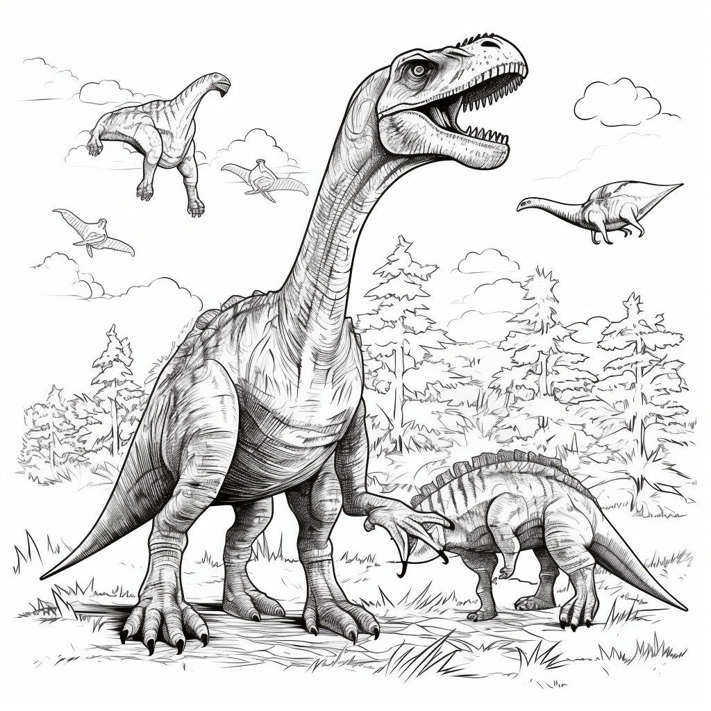 Dromaeosaurus mit einem Tyrannosaurus Rex Ausmalbild und Malvorlage